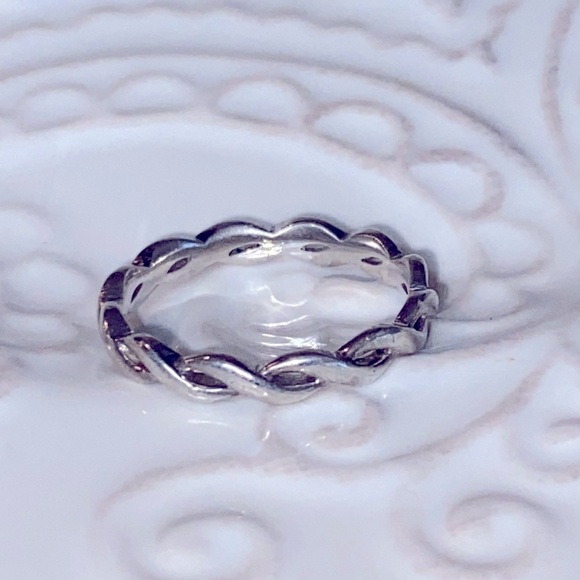 Twisted Rope Sterling Silver Band Ring Vintage Stackable Size 7 Beauty - Picture 11 of 15